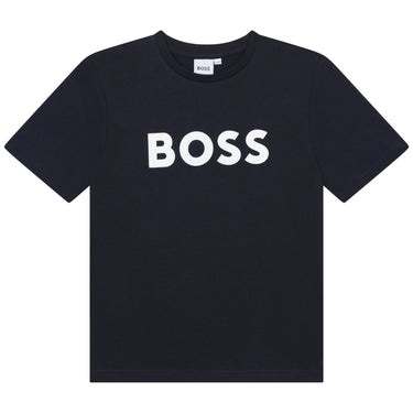 Playera niño y adolescente negra Boss
